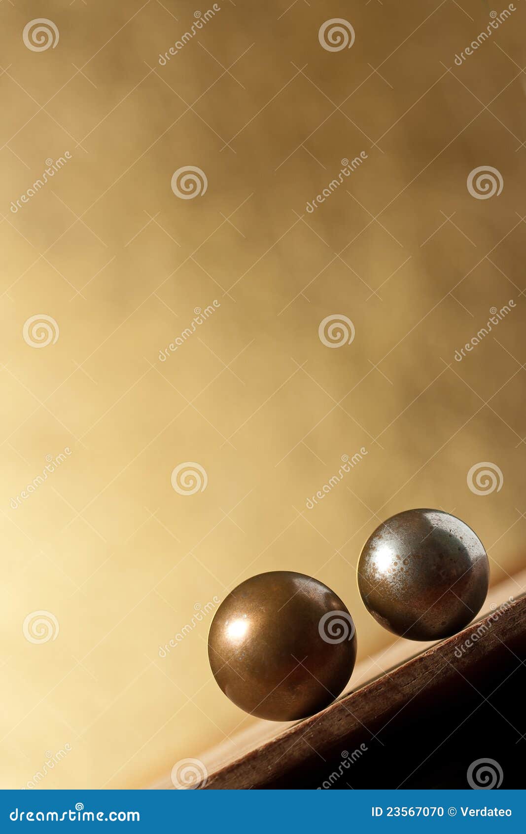 Two Metal Balls On Sloping Surface Stock Photo Image of stability