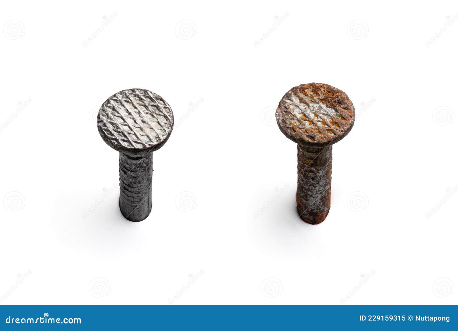 Two Metal Nail Head Isolated on White Background Stock Illustration