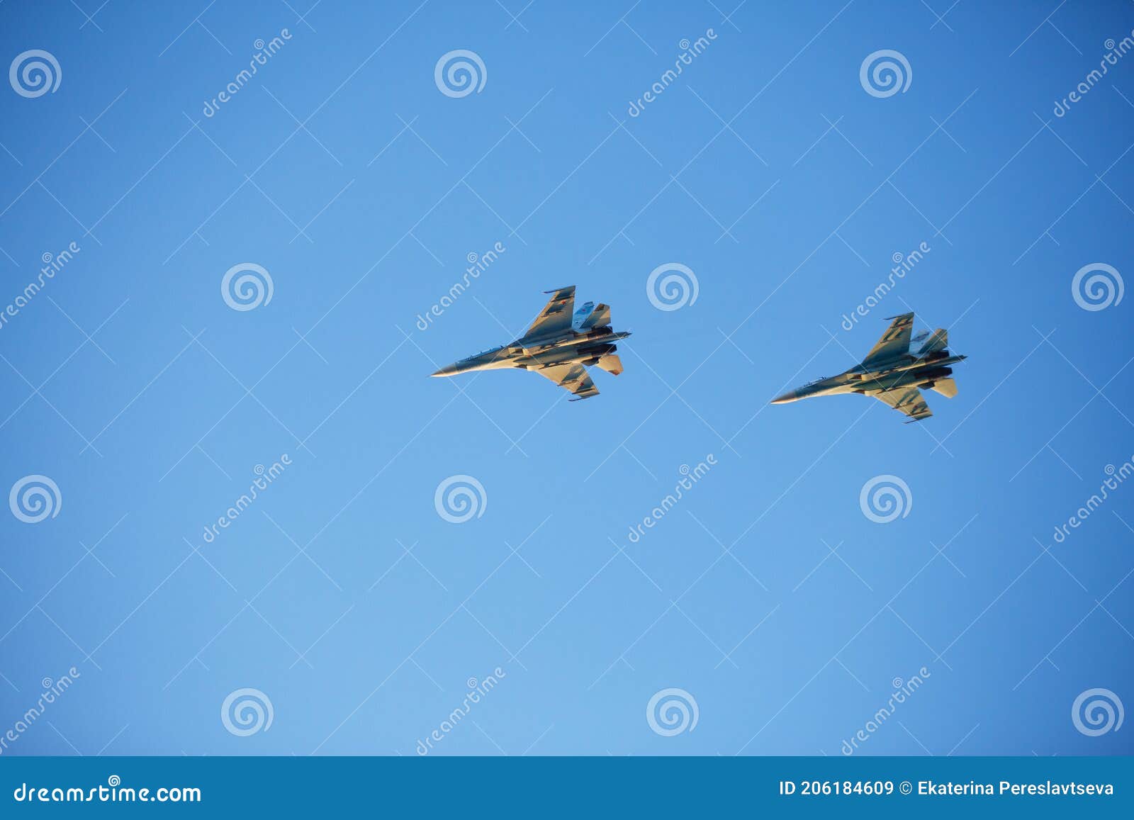 Two Military Fighter Jets Show Teamwork in the Air. Stock Image - Image ...