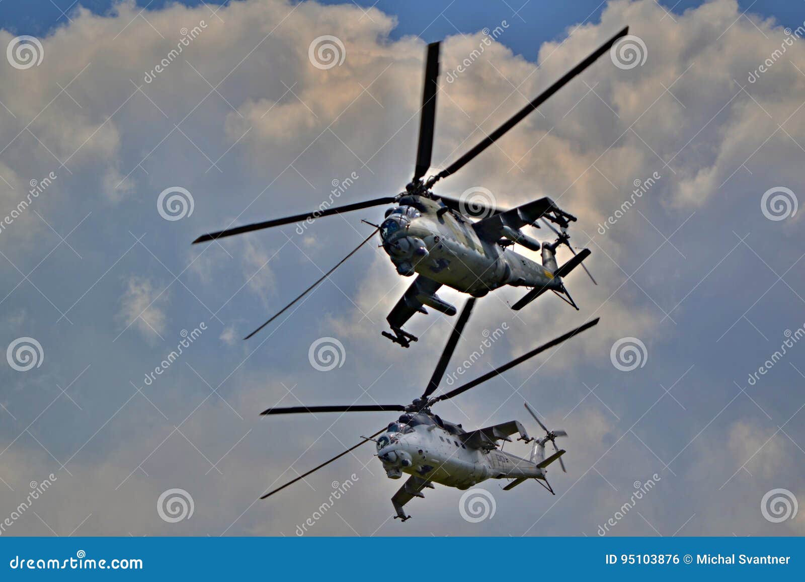 Two Military Helicopters Flying Together Army and Military Technology