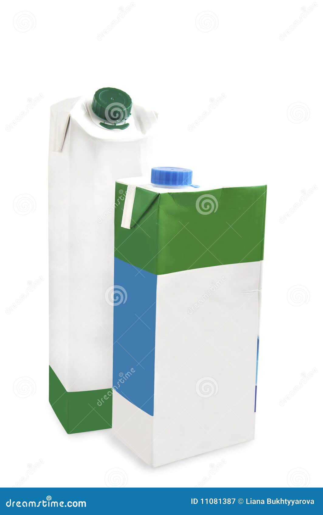 Two milk cartons. stock image. Image of green, carton 11081387