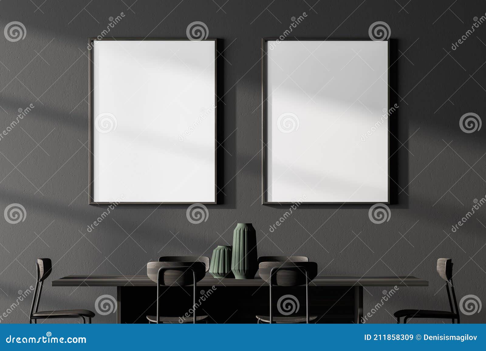 two mock up posters frame in modern interior