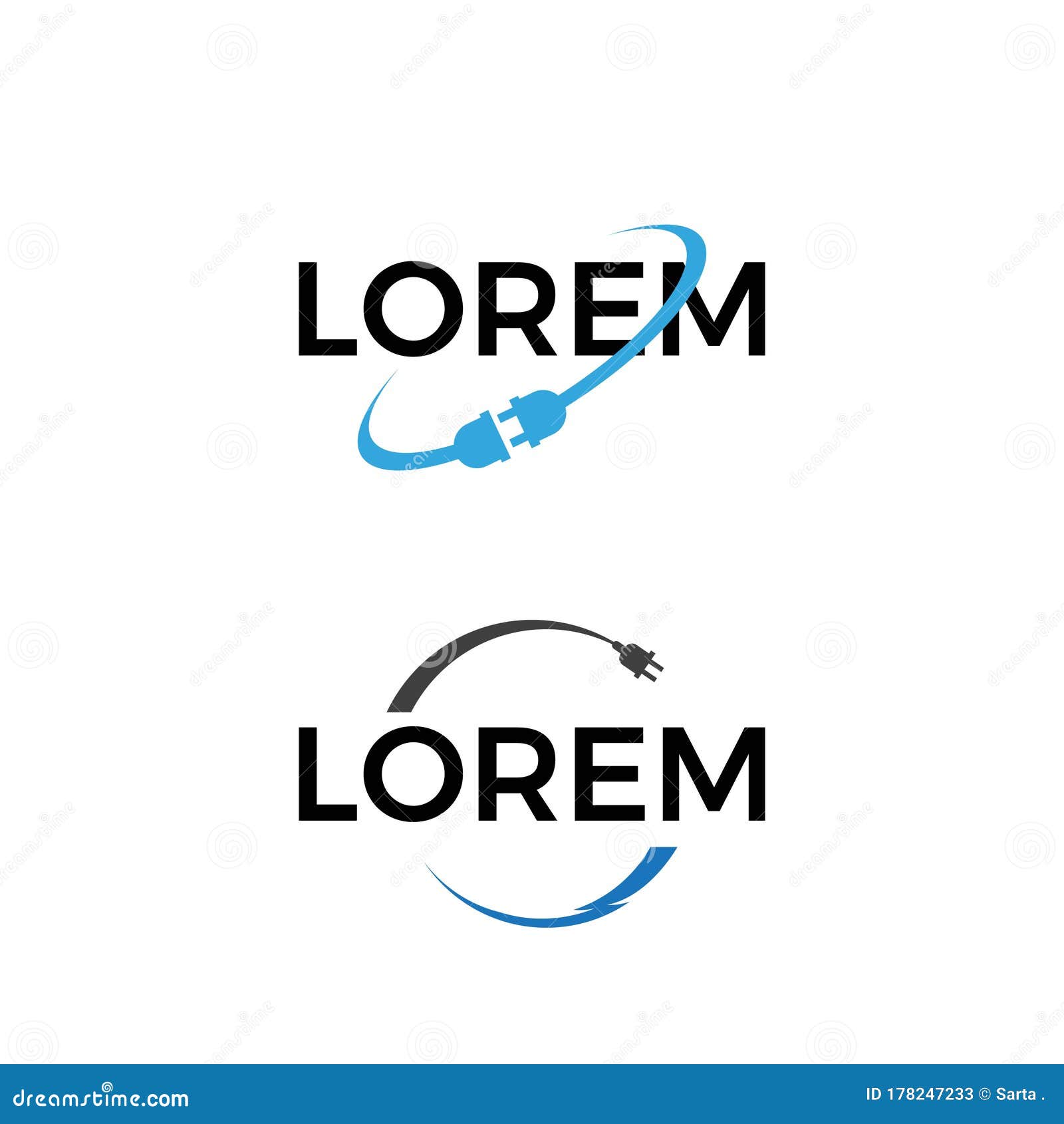 Two Modern Electric Company Logo Set Stock Vector Illustration of