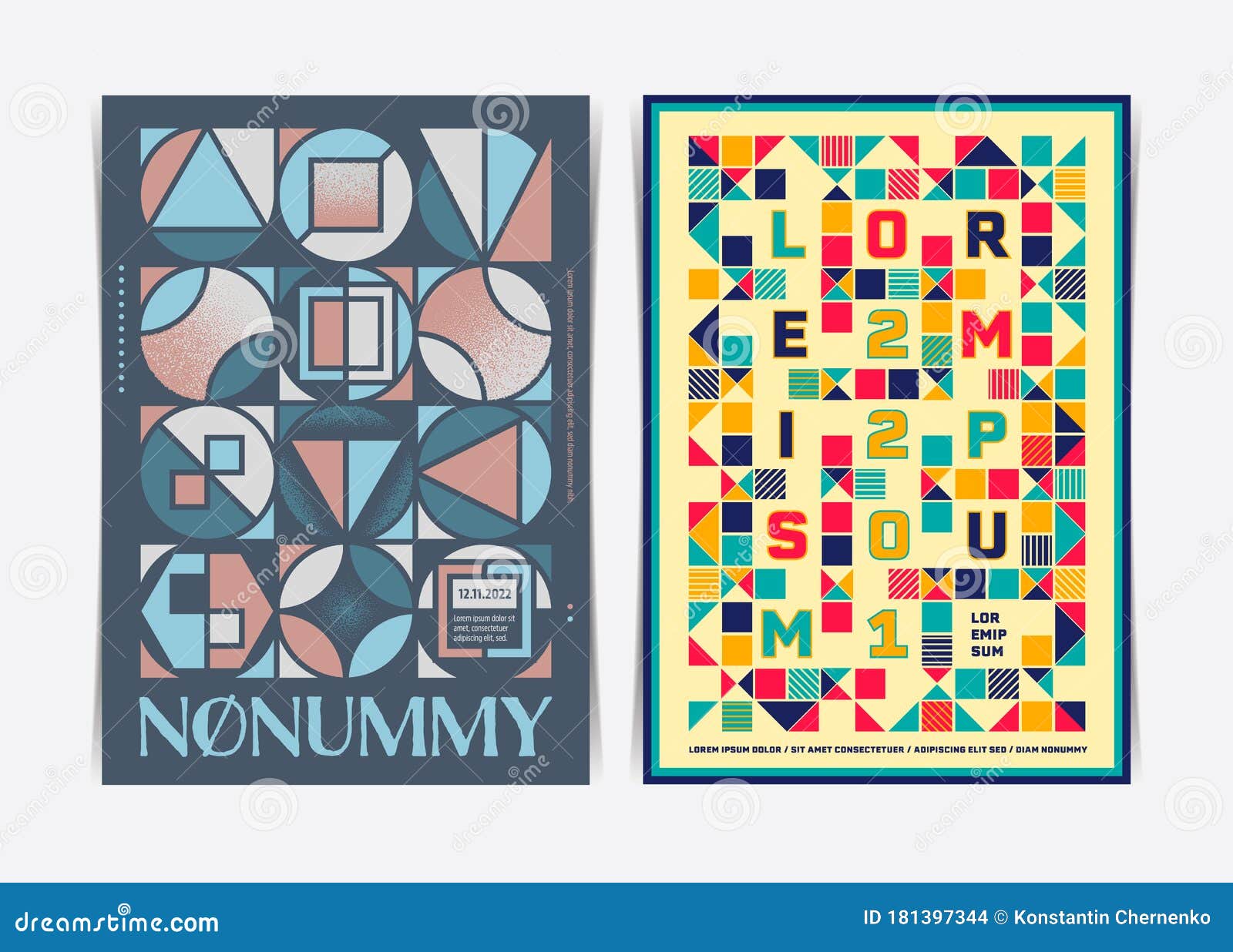 Two Modern Geometric Art Posters Template. Vector Illustration Stock