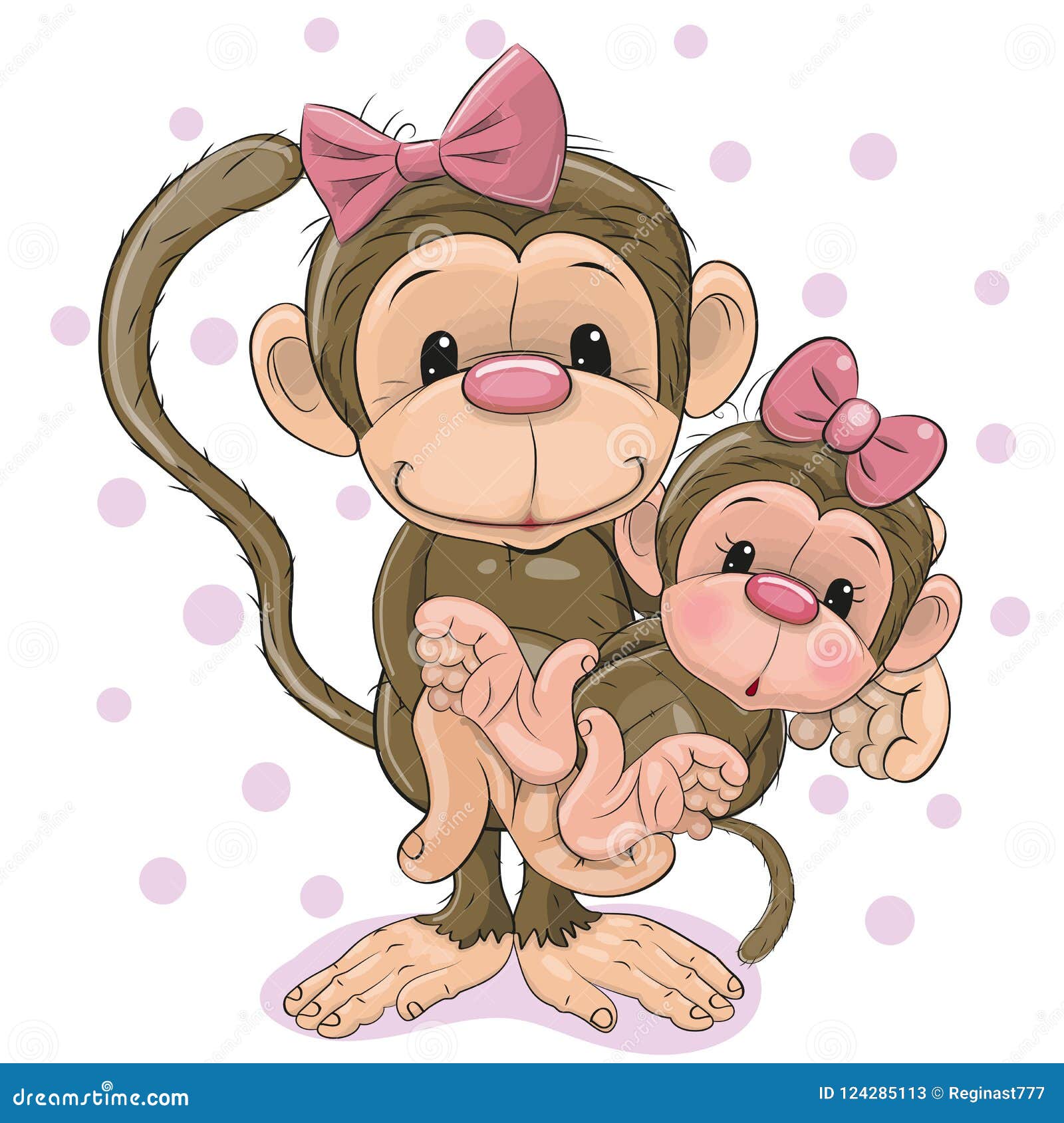Two Monkeys a Mother and a Baby Daughter Stock Vector - Illustration of  cartoons, cute: 124285113