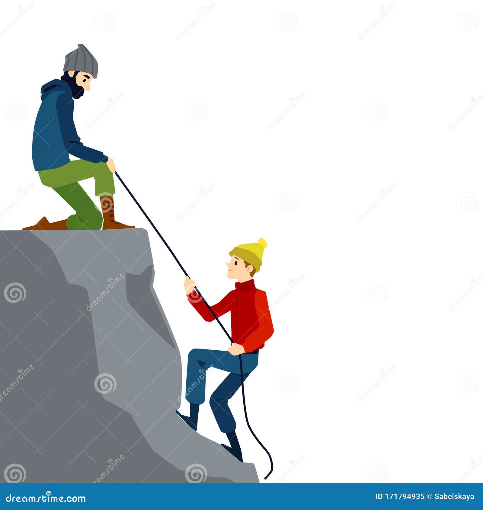 Two Mountain Climber Men Isolated on White Background Stock Vector -  Illustration of exercise, cord: 171794935