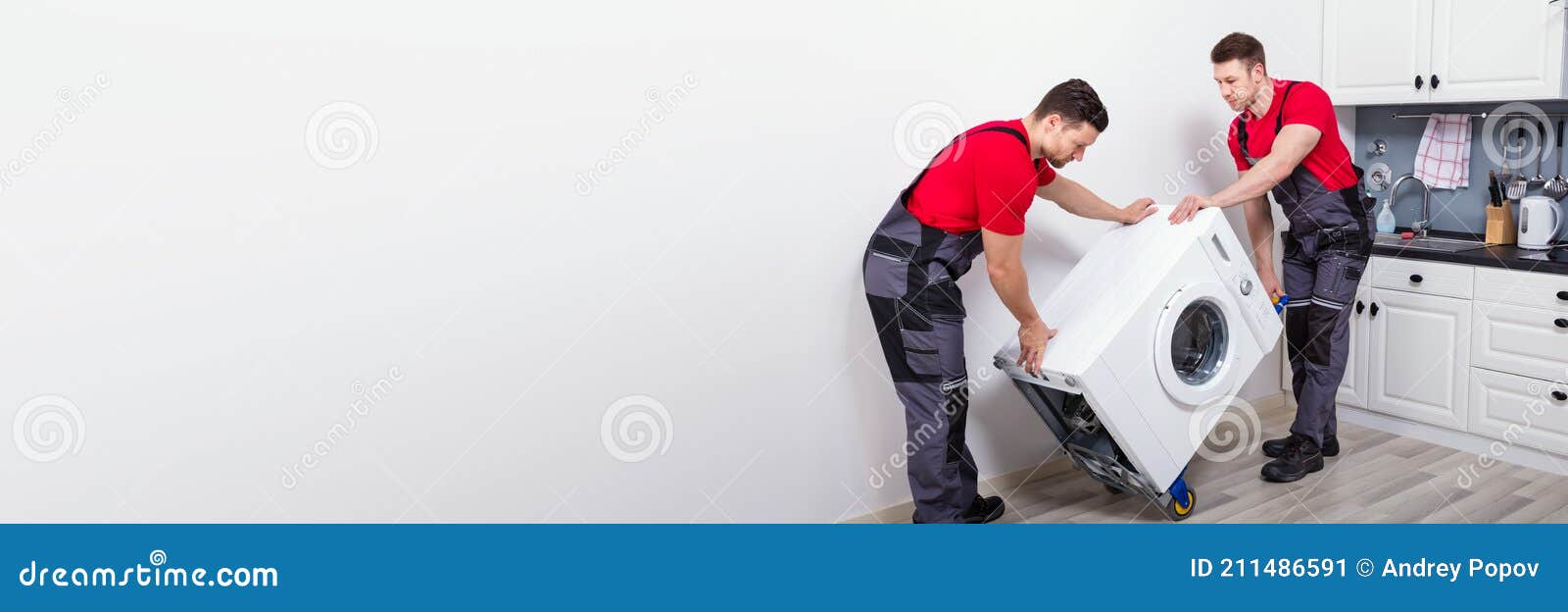 Two Movers Moving Appliance Stock Image Image of repair, copy 211486591