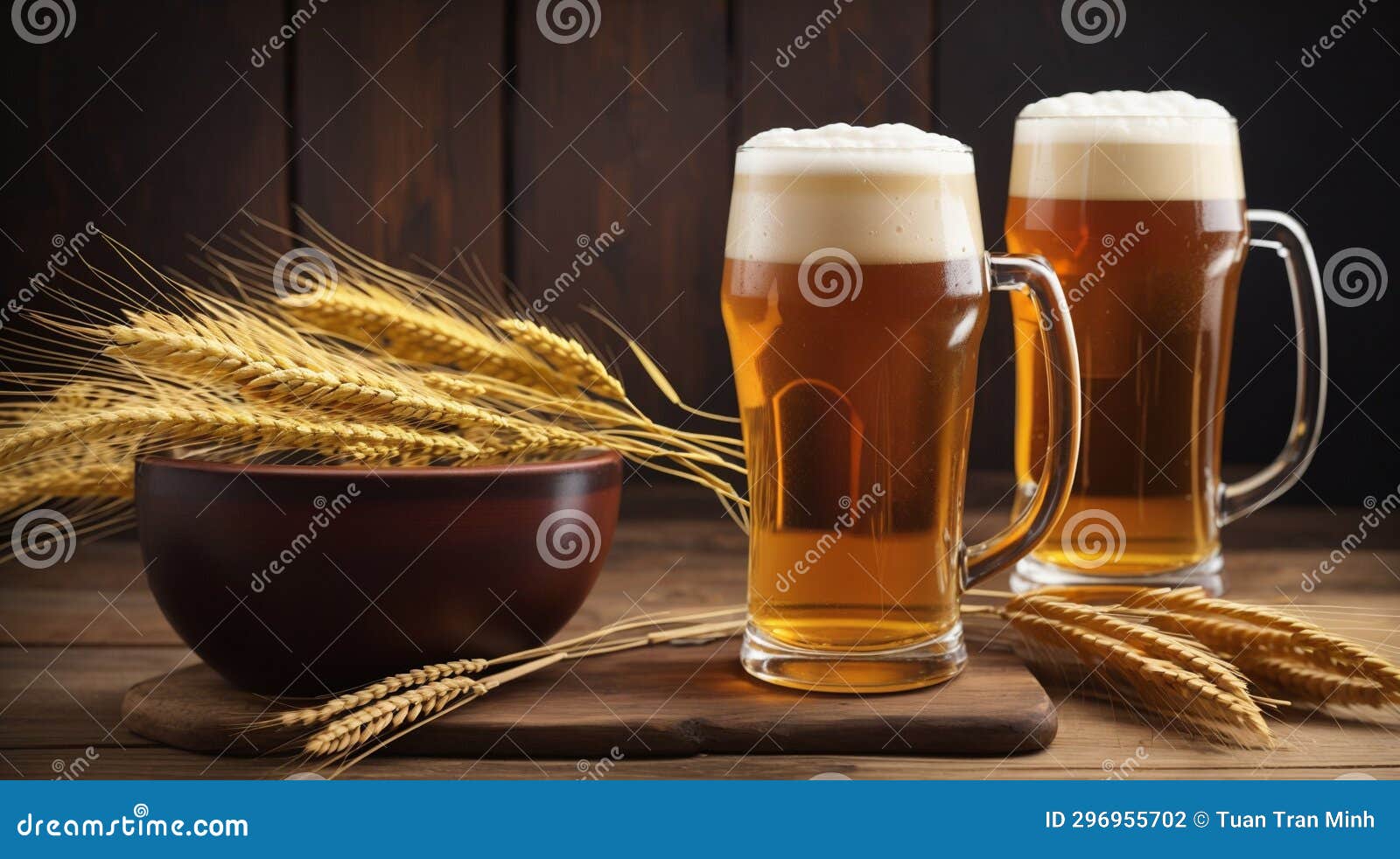 Two mugs of beer stock photo. Image of drink, mugs, alcohol 296955702