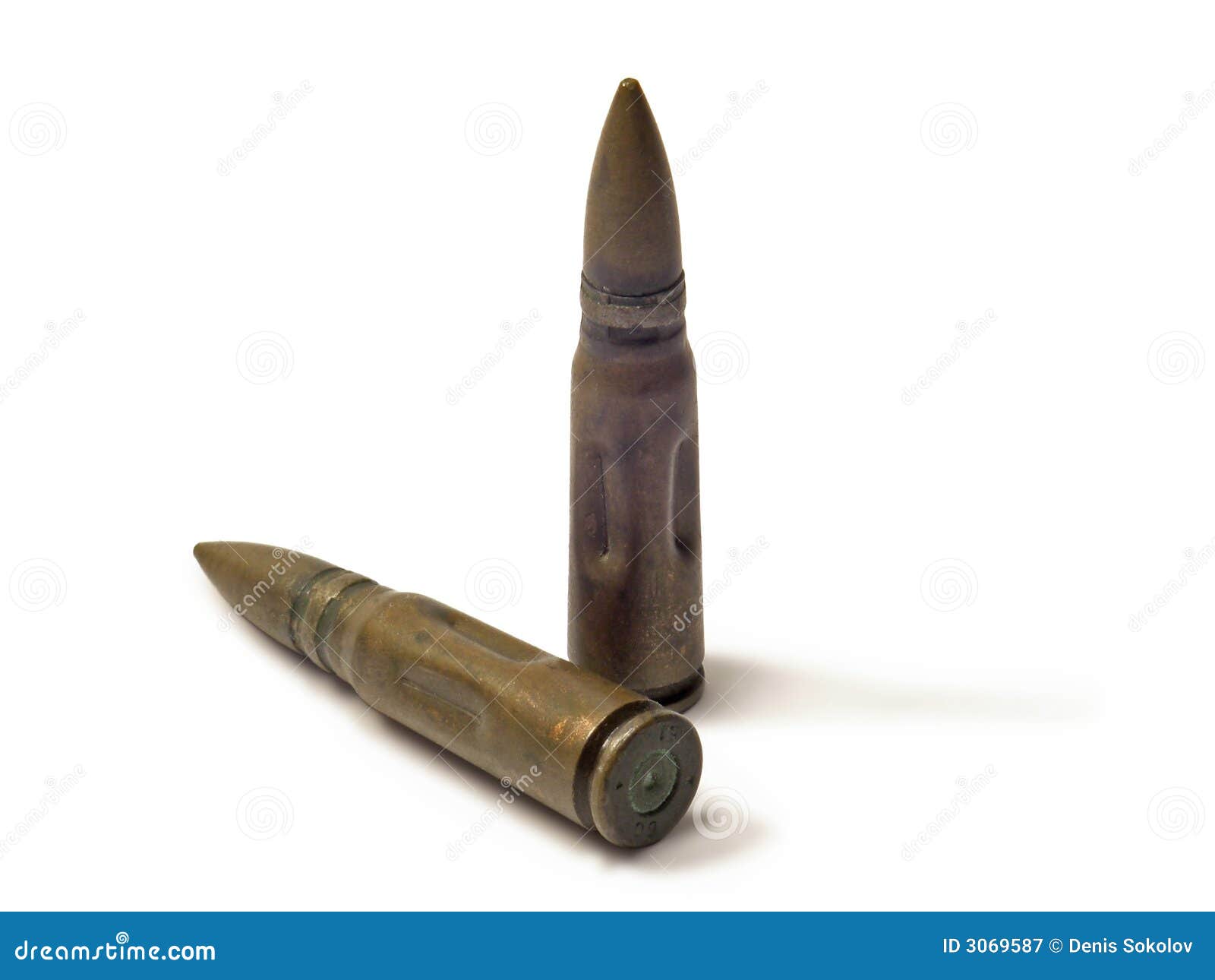 Two Old Bullets stock image. Image of cartridge, copper 3069587