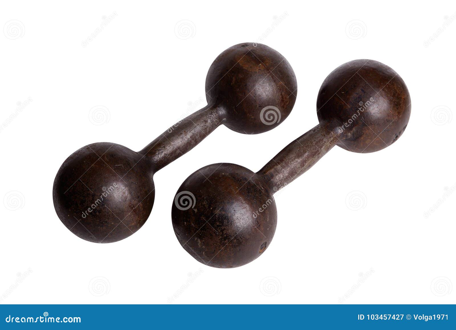 Two Old Cast Iron Dumbbells Stock Image Image of retro, rusty 103457427