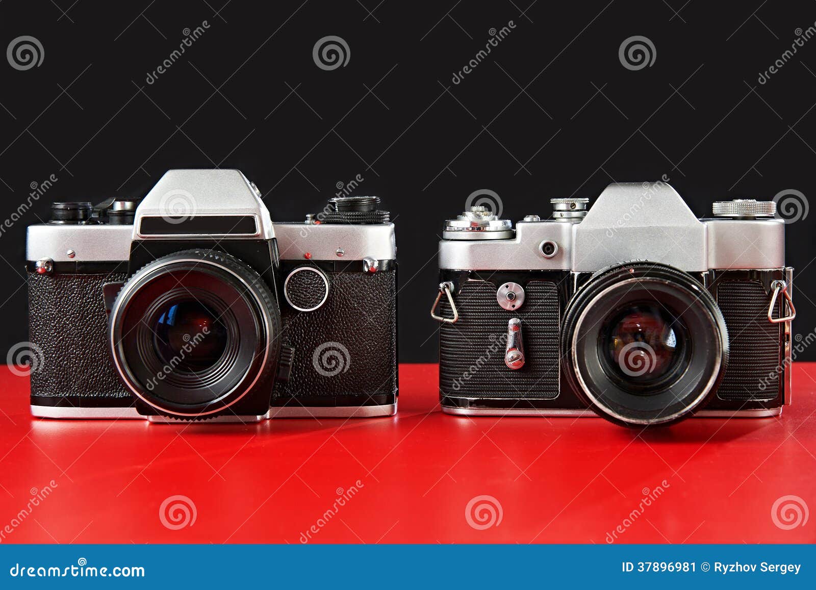 Two old film cameras stock image. Image of closeup, comparison 37896981