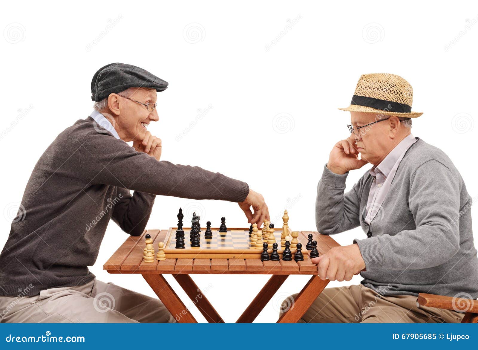 Two Old Friends Playing A Game Of Chess Stock Image 