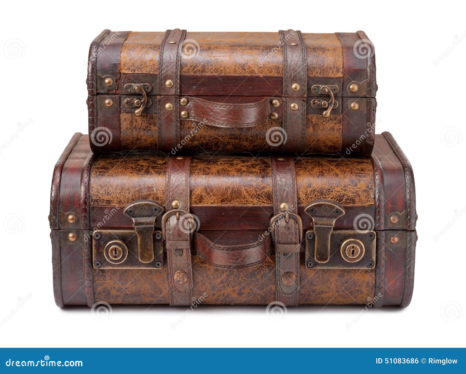 Two Old Suitcases Stacked stock photo. Image of clipping 51083686