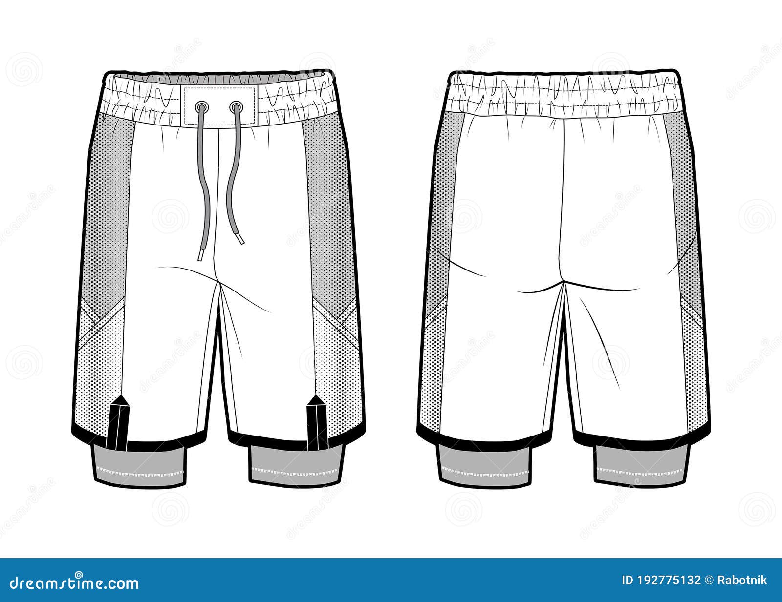 Two-in-one Sports Shorts with Contrast Details Stock Vector