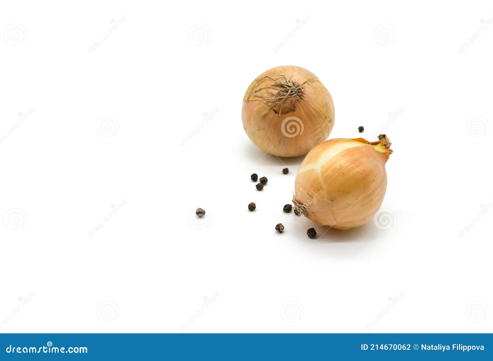 Two Onions and Black Pepper Stock Photo Image of bulb, condiment