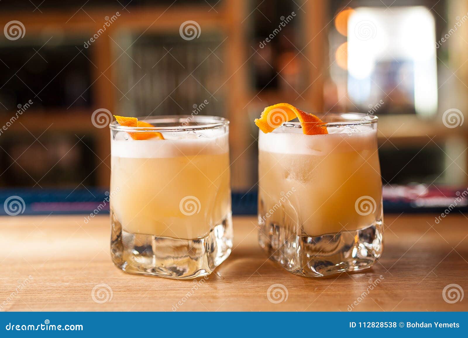 Two Orange Cocktails with Orange Peel on the Bar Stock Photo Image of