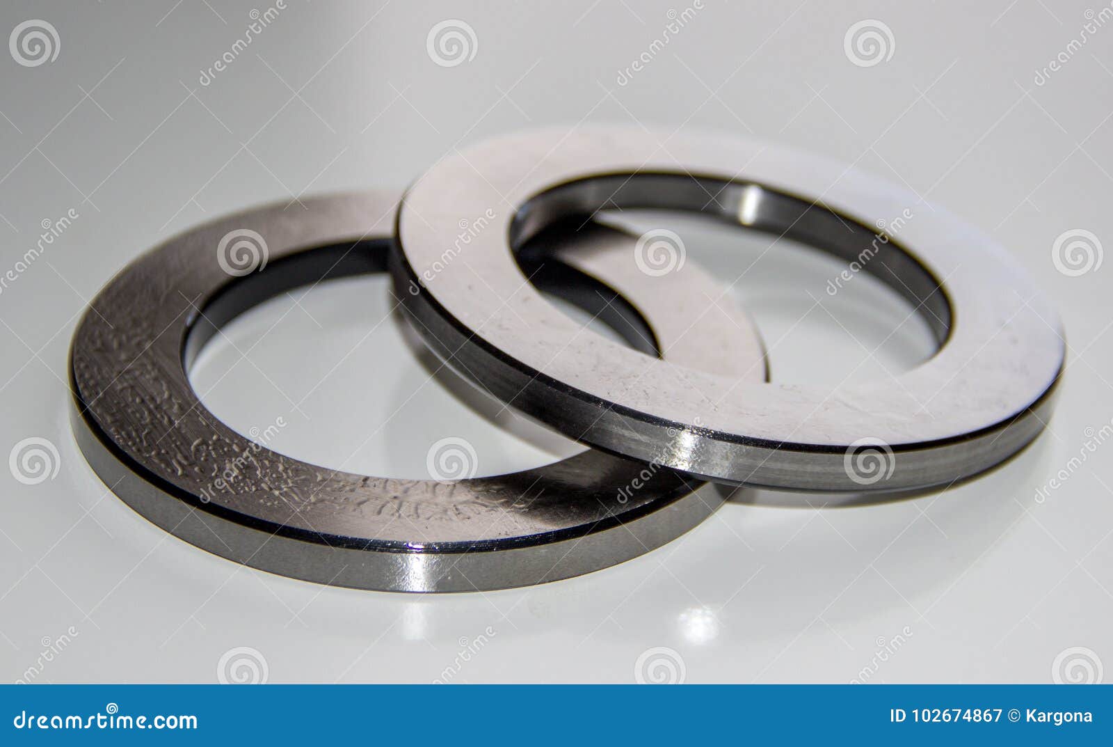 Two Outer Rings for a Thrust Roller Bearing Greased in Bearing