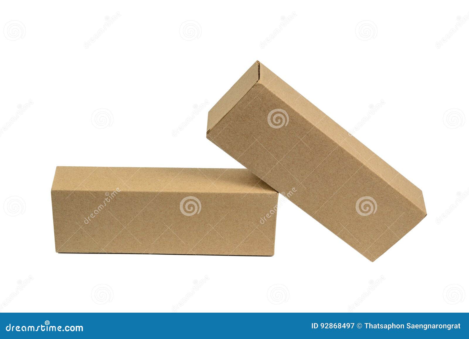 Two Package Brown Cardboard Box For Long Items. Mockup, Isolated Stock