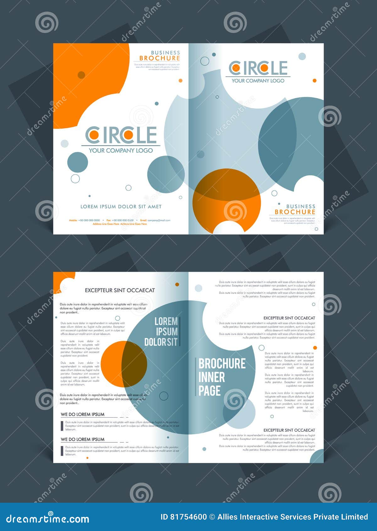 Two Page Brochure, Template or Flyer Design. Stock Illustration