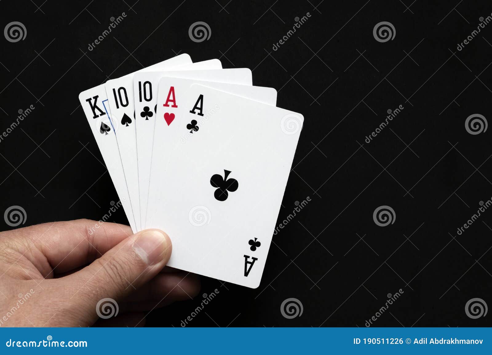 Two Pair Combination in Poker on Black Background. Foto de Stock