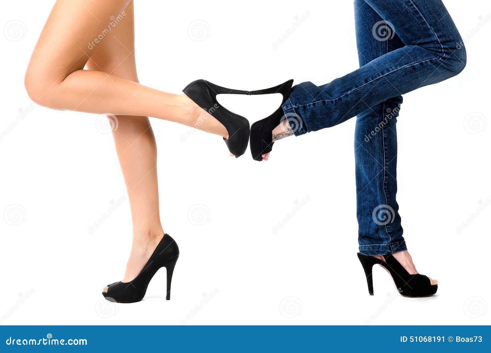 Two Pair of Female Legs in Studio Stock Image Image of fashion, high