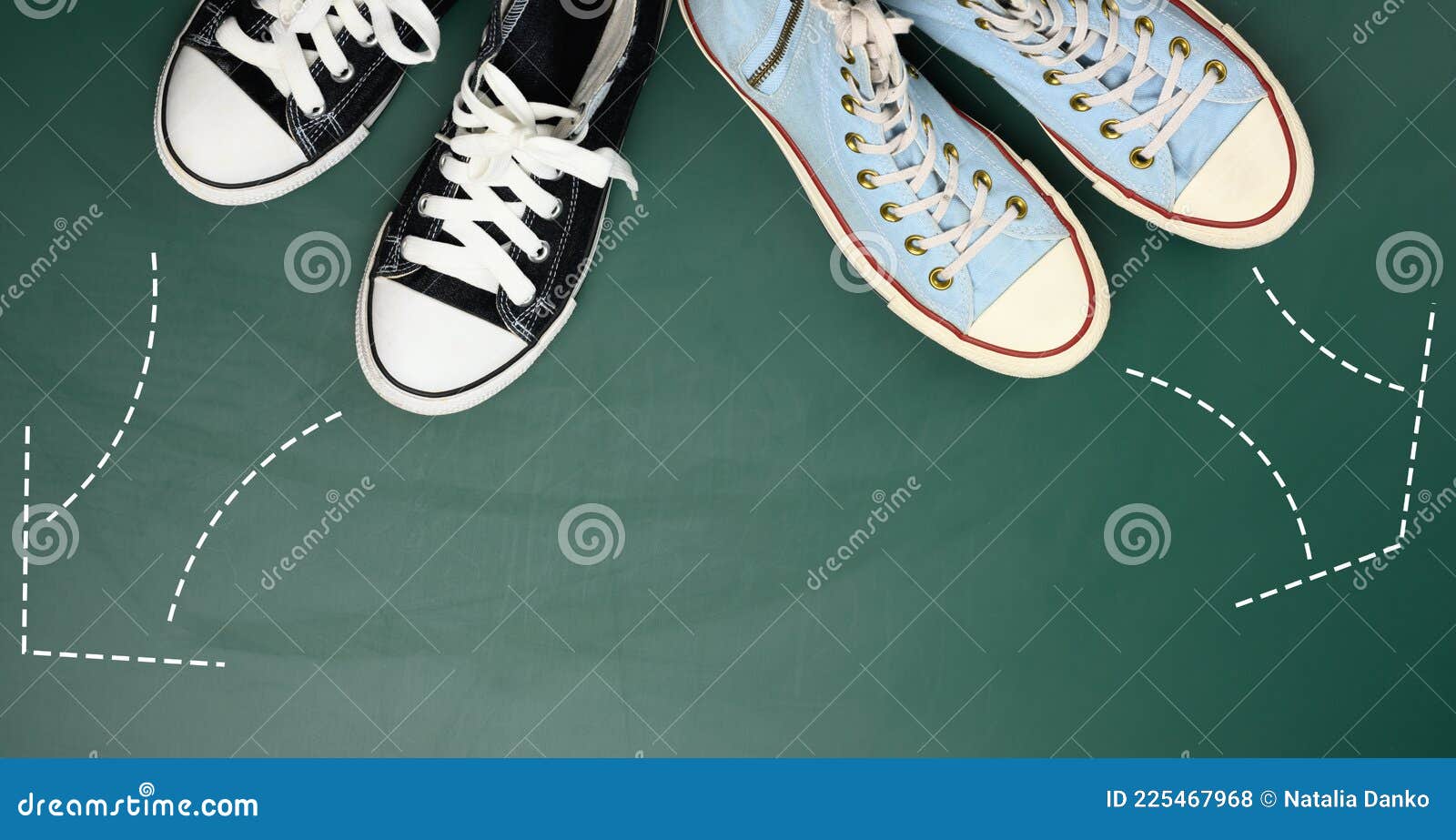 Two Pairs of Textile Sneakers are Directed in Opposite Directions ...