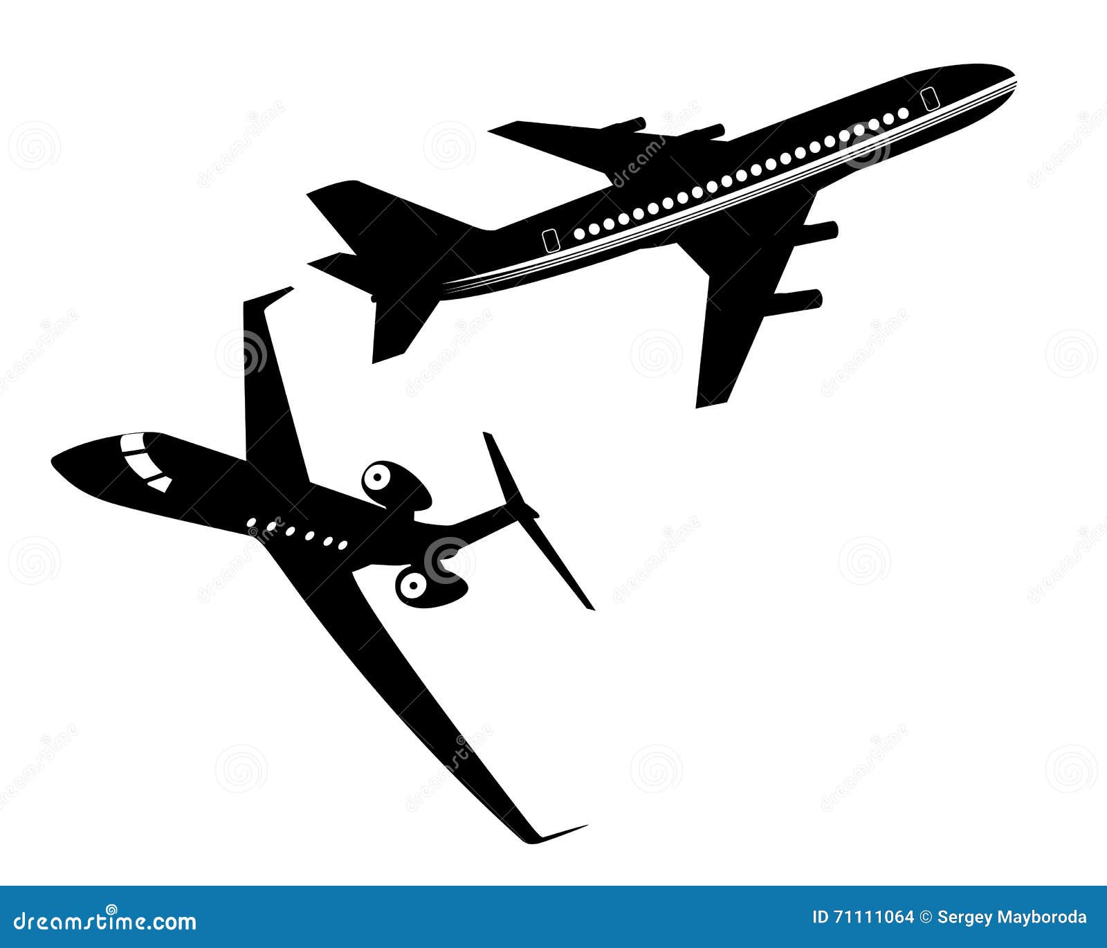 Two passenger aircraft stock vector. Illustration of airliner - 71111064