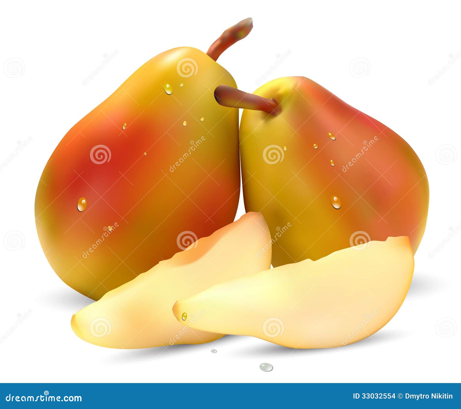 Two pears and slices stock vector. Illustration of yellow 33032554