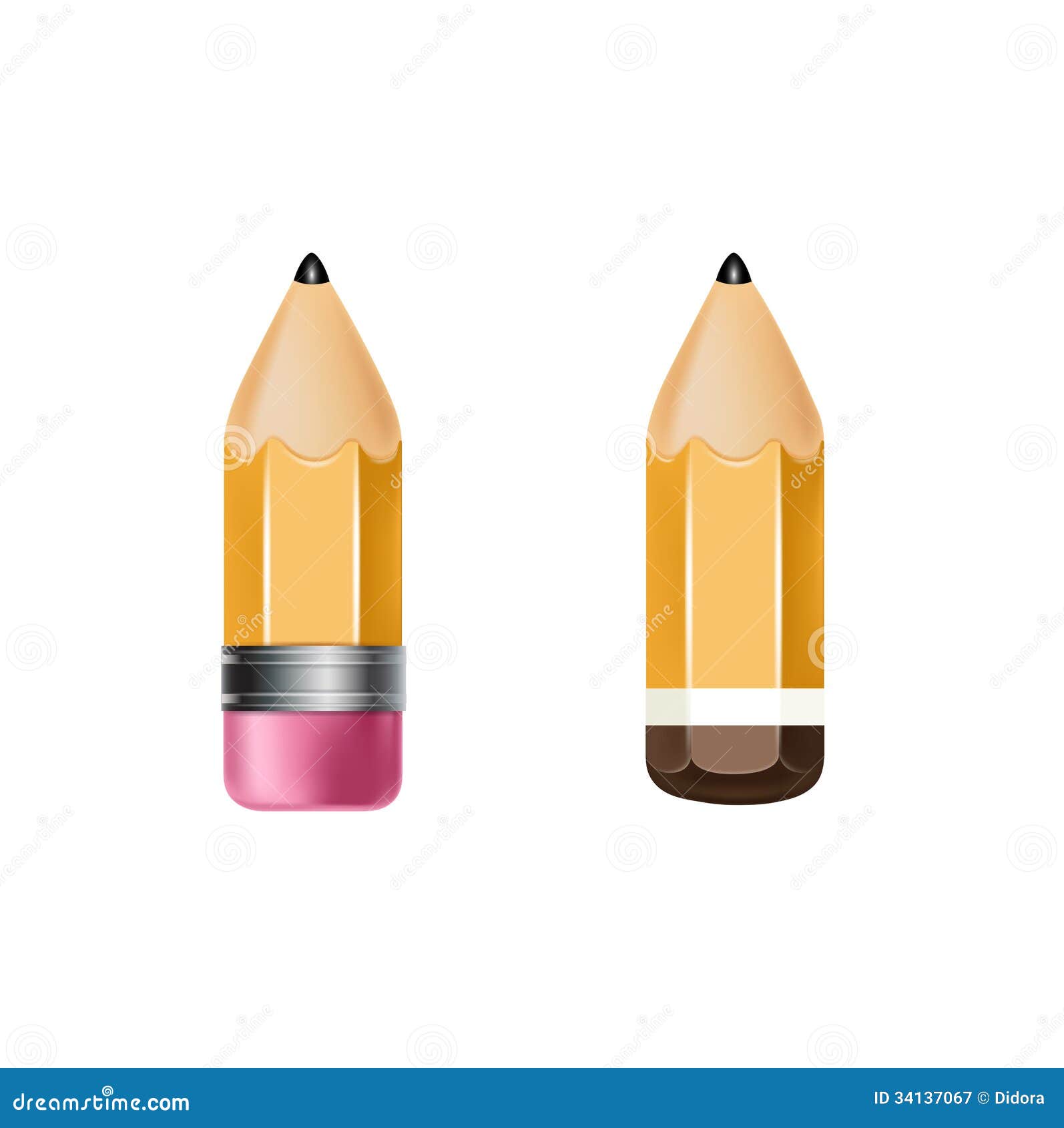 Two Pencils Icons Isolated on White Stock Illustration Illustration