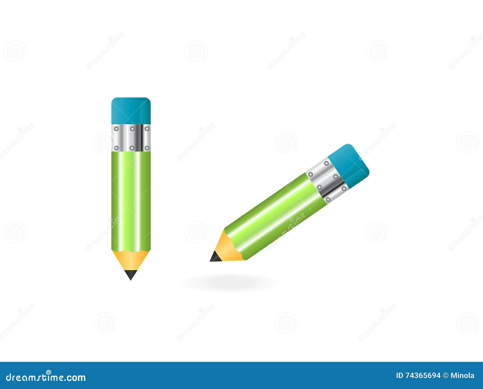 Two pencils on white stock illustration. Illustration of drawing 74365694