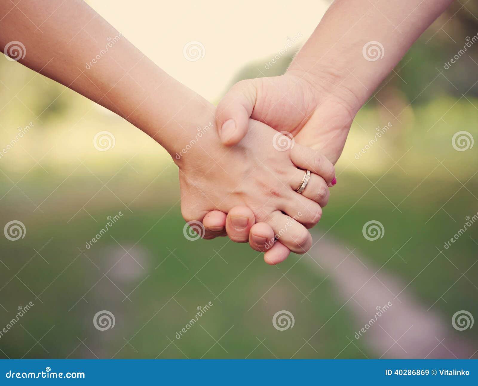 Two People Holding Hands Outdoor Stock Photo Image 40286869