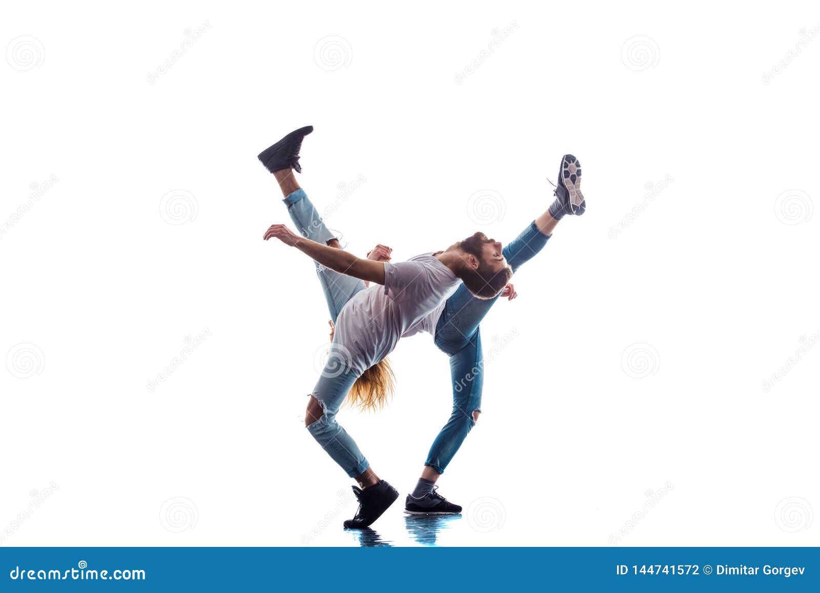 Two People Jumping while Training Breakdance Stock Photo Image of