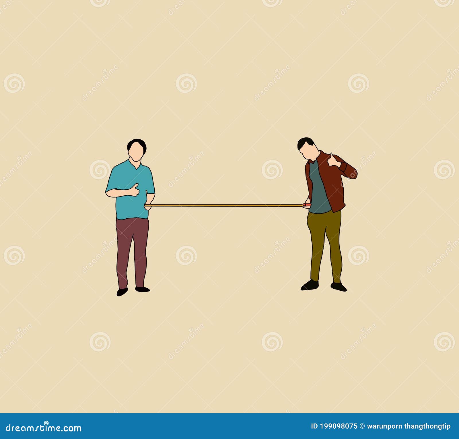 Two People Stand Apart Holding Tape Measure To Make Proper Distance