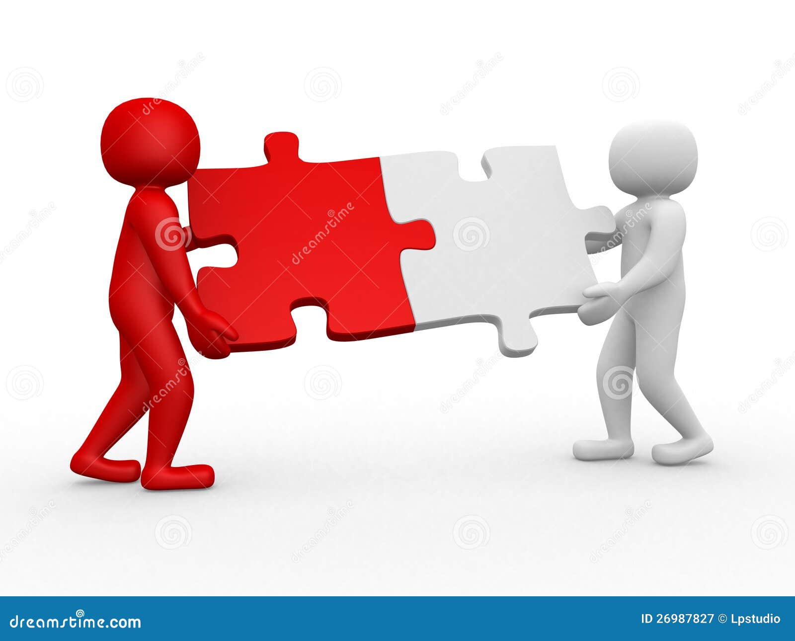 Two Person Matching Puzzle Pieces Stock Illustration 