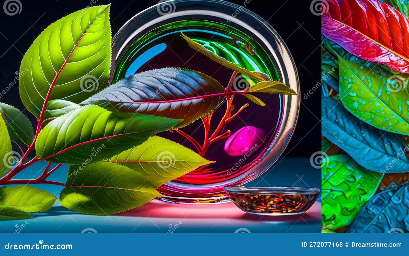 two pictures of colorful leaves, one with leaf and the other with leaf. greener practices with colors reflecting nature