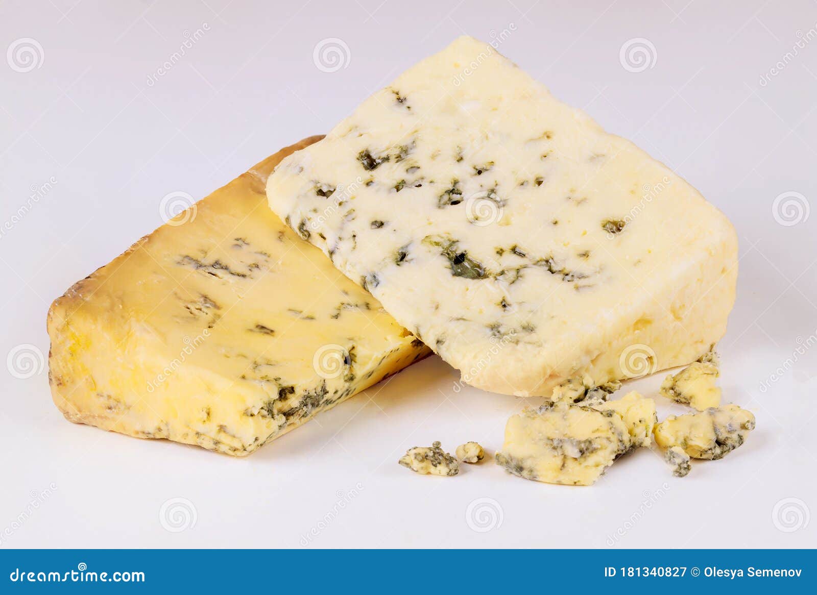 Two Pieces of Blue Cheese with Mold Stock Image Image of ripe
