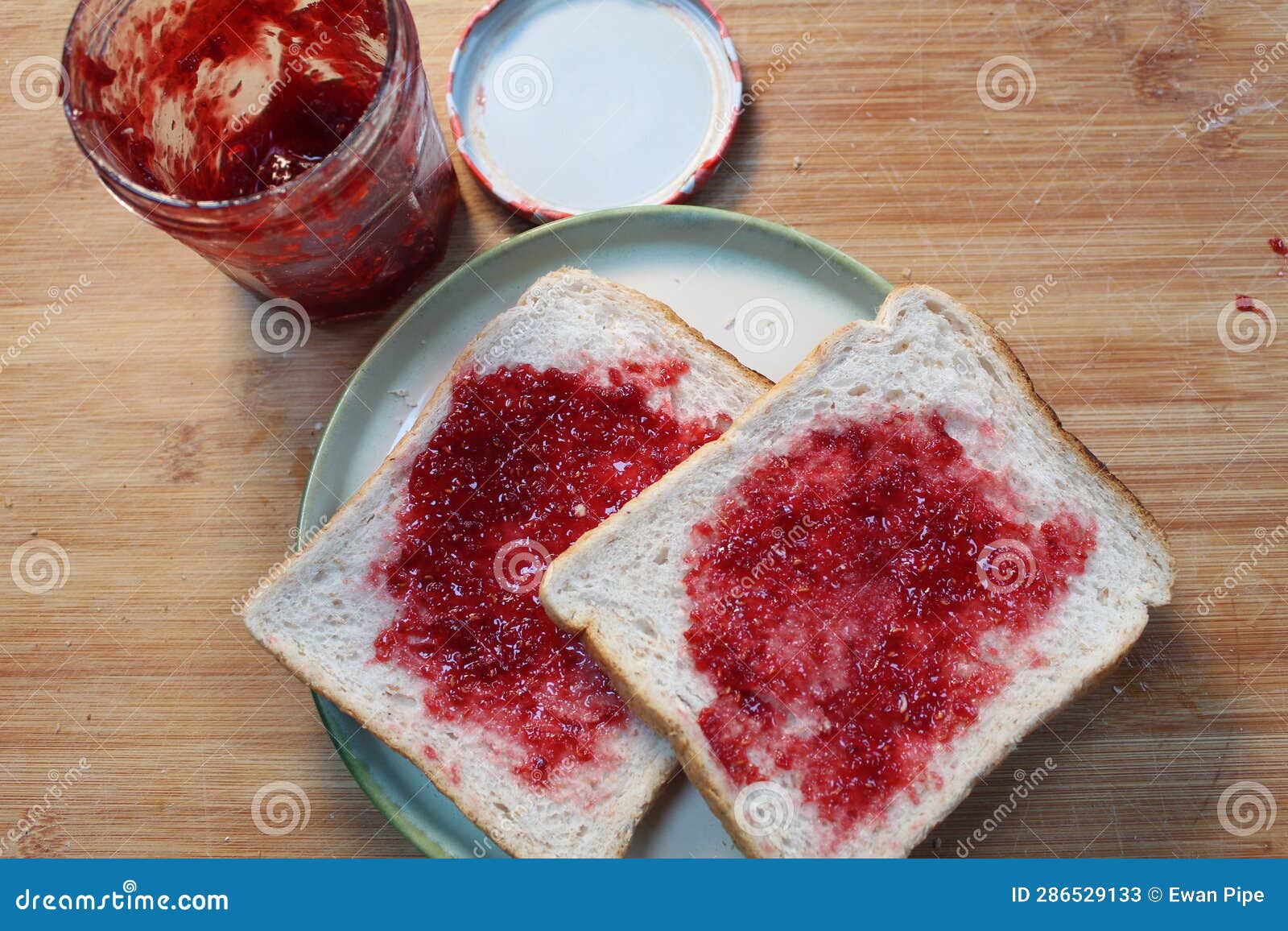 Two Pieces of Bread with a Jam Spread Stock Image Image of pieces