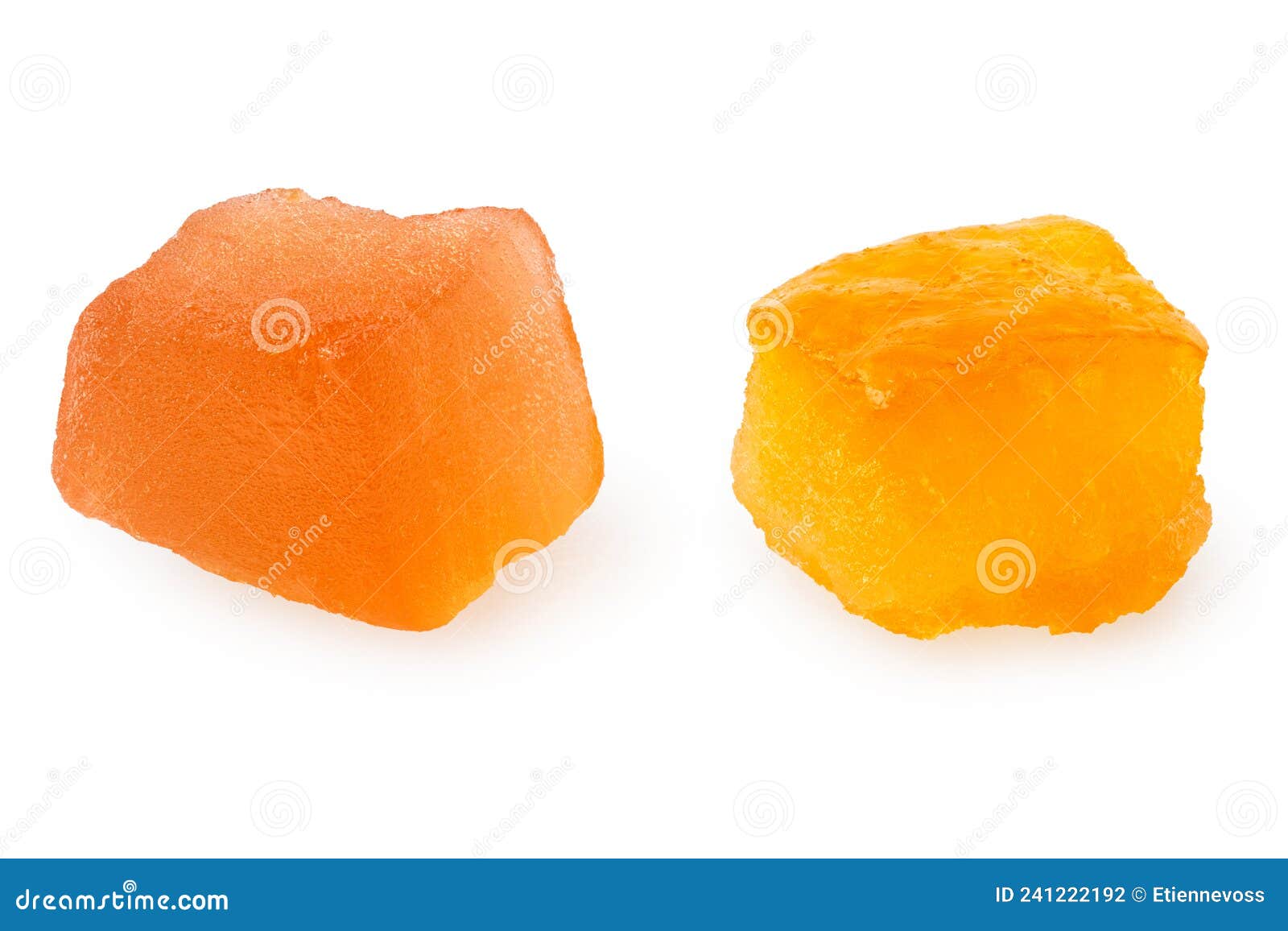 Two Pieces of Glazed Dried Fruit Isolated Stock Photo Image of square
