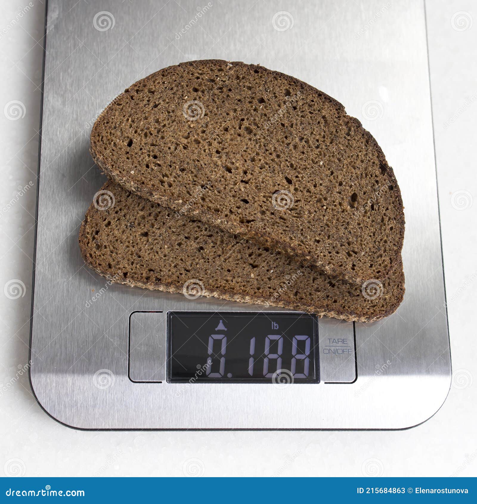 Two Pieces of Rye Bread are Weighed on a Kitchen Scale Stock Image - Image  of care, flour: 215684863