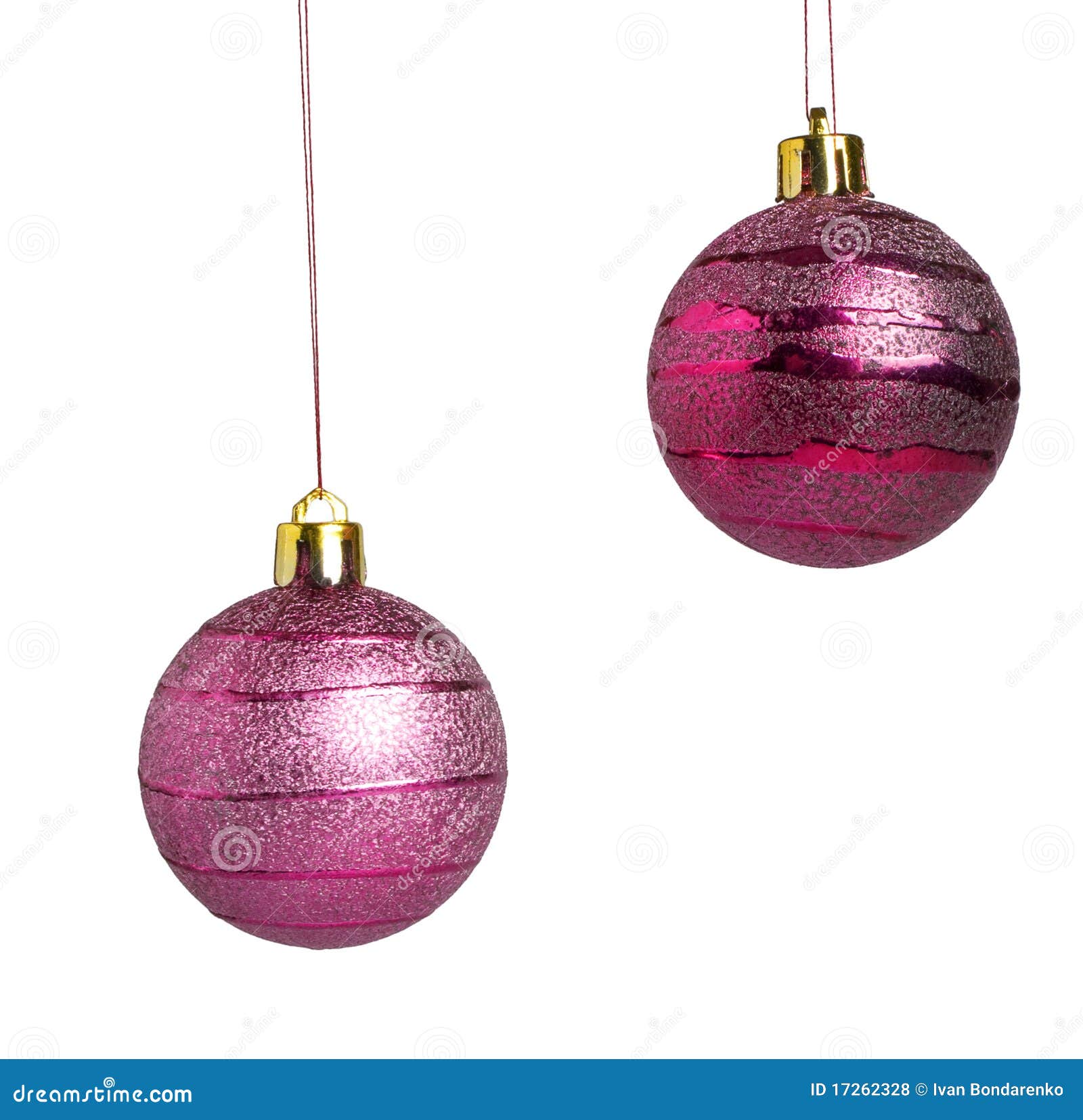 Two pink christmas balls stock photo. Image of white 17262328