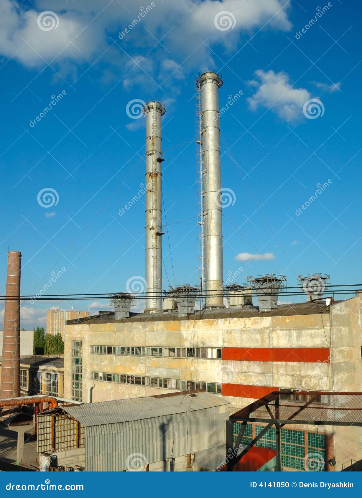Two Pipes on a Roof of a Boilerhouse Stock Photo Image of height