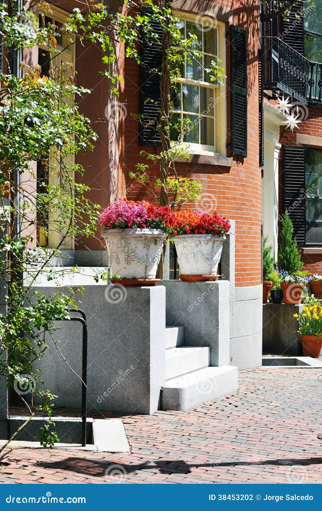 Two Planters in House Entrance Stock Photo Image of detail, brick