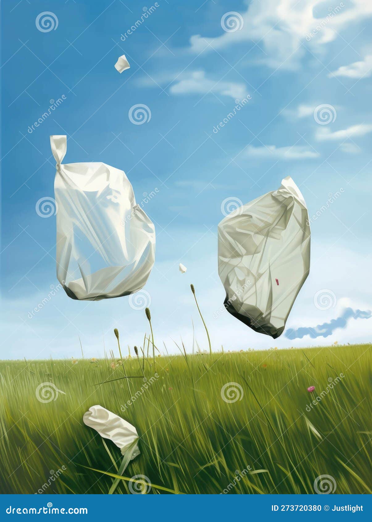 Two Plastic Bags Torn and Blown Away by the Wind in a Field. Stock  Illustration - Illustration of filled, ecology: 273720380, image size:1205x1690