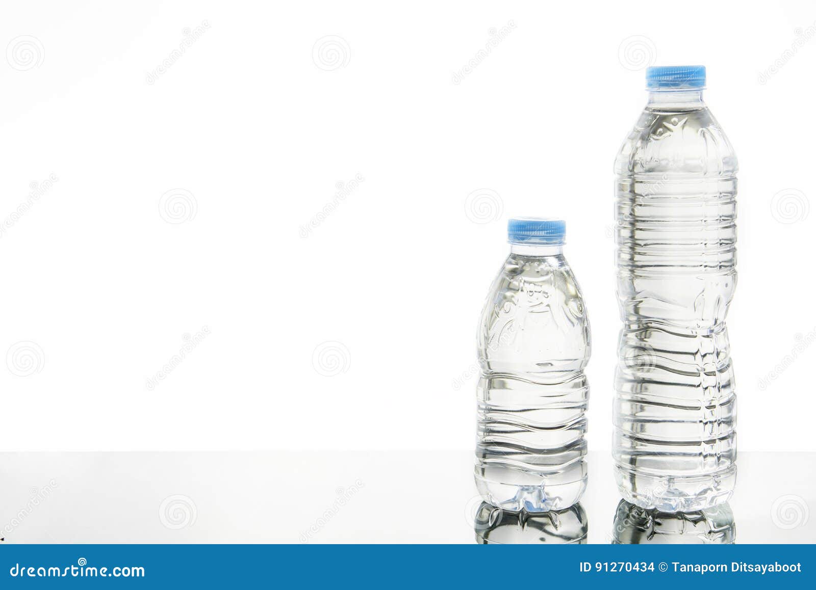 Two Plastic Bottles of Water with Different Sizes. Stock Photo Image