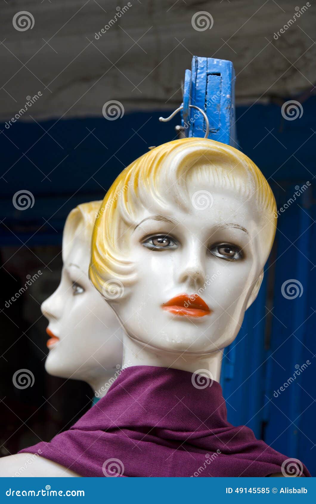 Two plastic mannequin head in <b>asia street</b>, Kathmandu - two-plastic-mannequin-head-asia-street-kathmandu-nepal-49145585