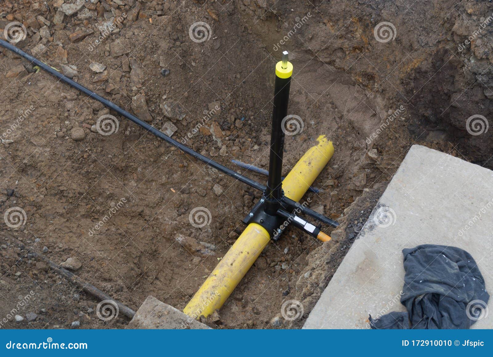 Two Plastic Pipes in a Sand Ditch Stock Photo Image of channel