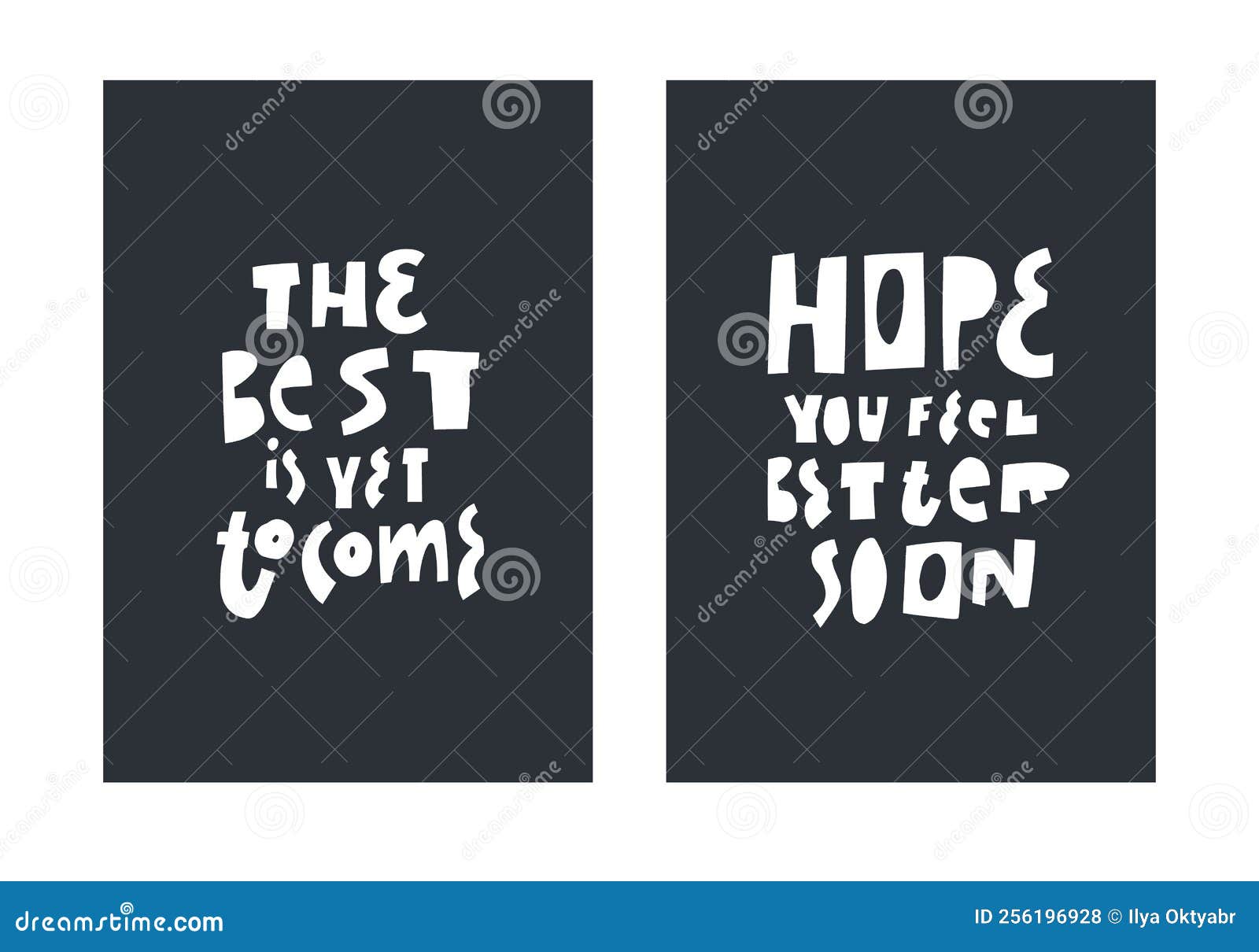Two Popular Quotes Set on Black Background Template. Modern Typography Lettering Stock Vector