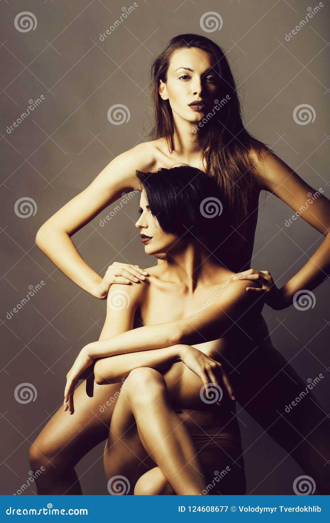 Two Pretty Women with Naked Body Stock Image