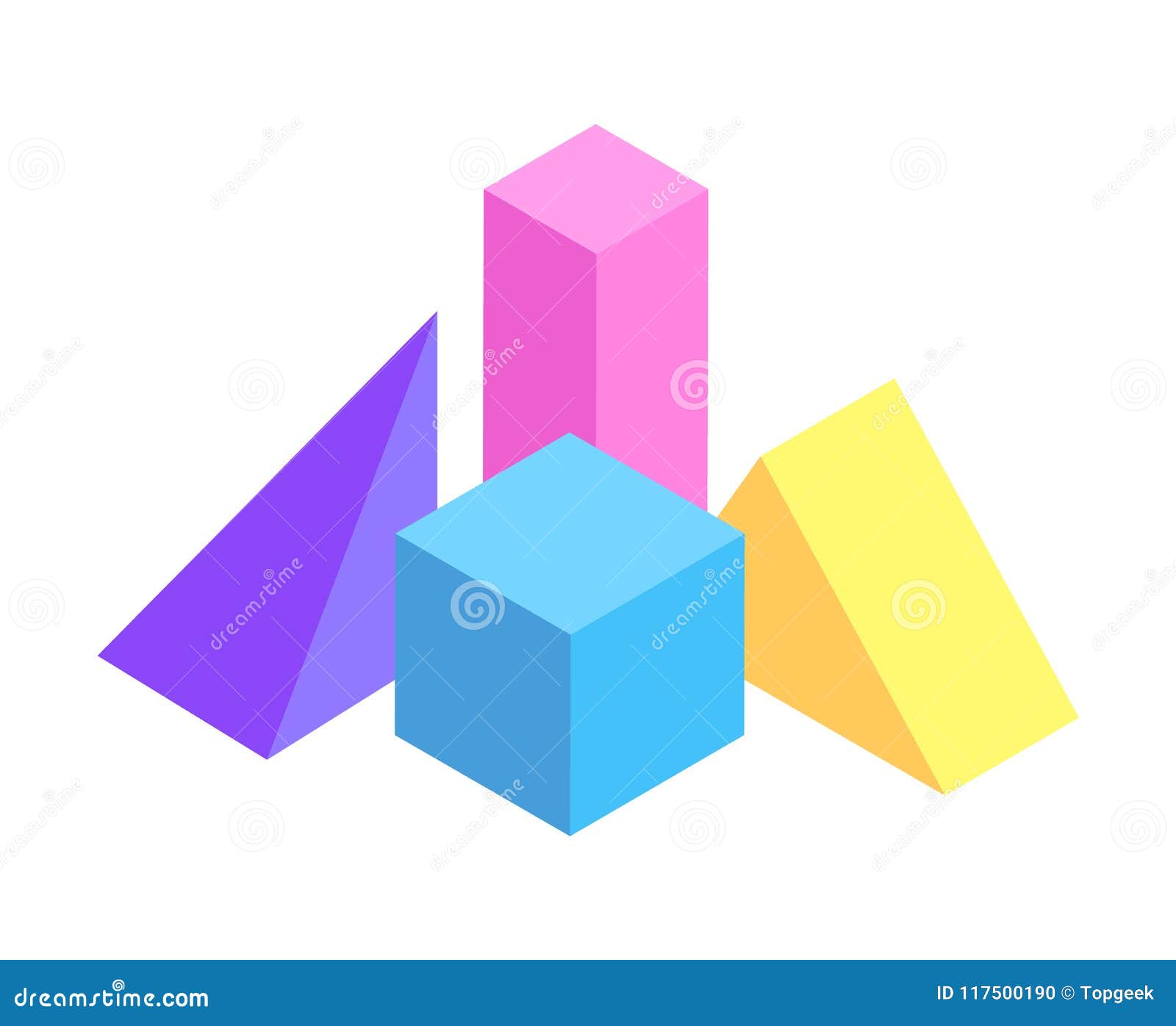 Two Pyramids and Square Prisms, Vector Poster Stock Vector