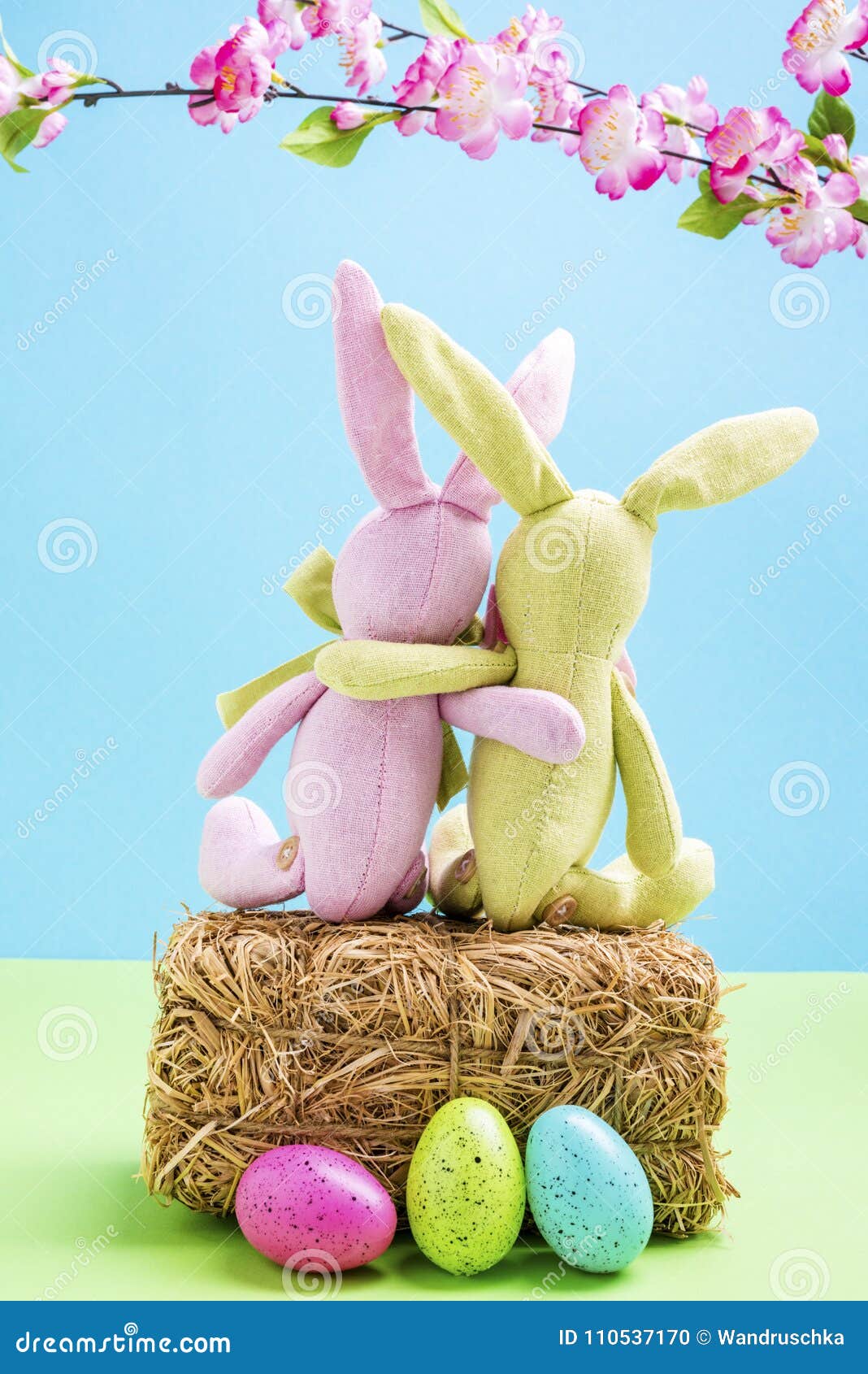 Two rabbits hug each other stock photo. Image of easter 110537170